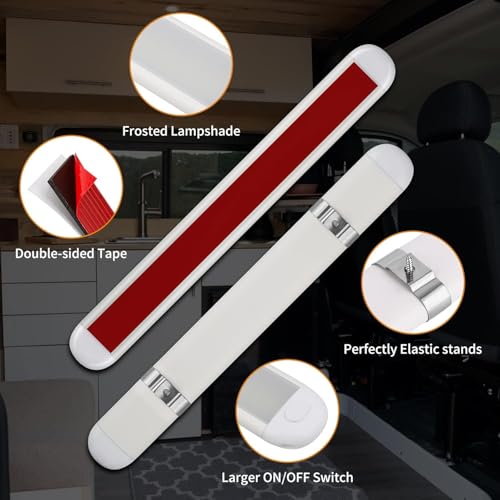 RVZONE 12V LED Interior Light Bar 120LEDs 1800LM 8W DC Frosted 12 Volt led Strip Lights with ON/Off Switch 12v led Light Enclosed Trailer Truck Interior Lights for Camper Truck Van RV Trailer Cargo - Image 2