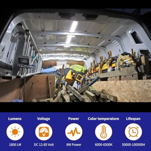 RVZONE 12V LED Interior Light Bar 120LEDs 1800LM 8W DC Frosted 12 Volt led Strip Lights with ON/Off Switch 12v led Light Enclosed Trailer Truck Interior Lights for Camper Truck Van RV Trailer Cargo - Image 5
