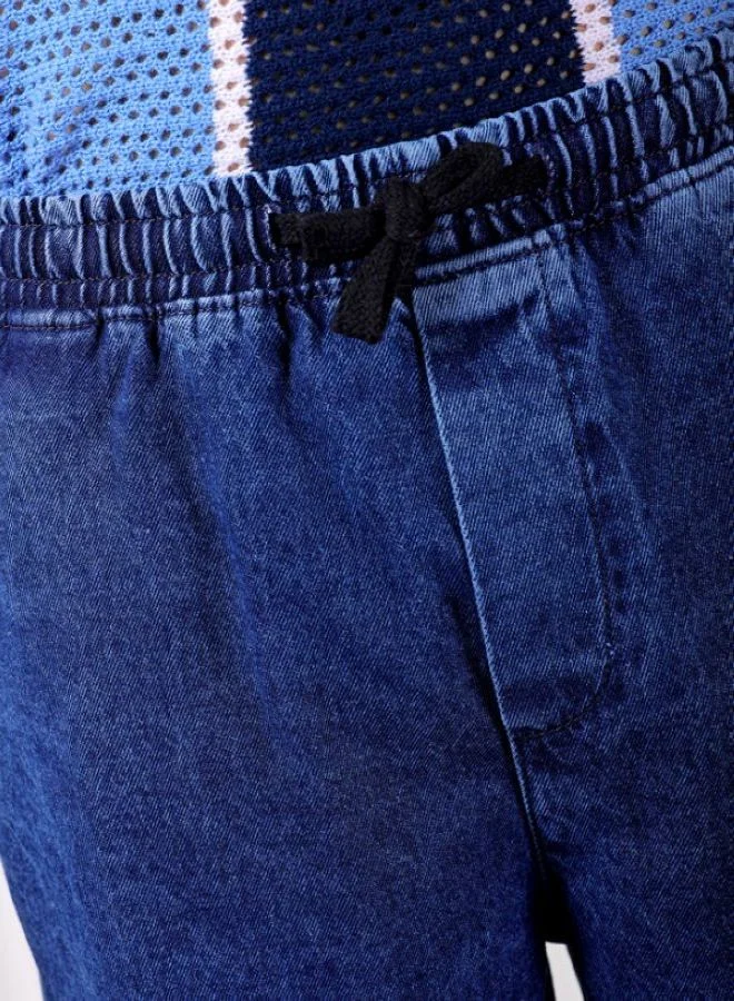 ذا انديان كراج كو Men Wide Leg Solid Blue Jeans