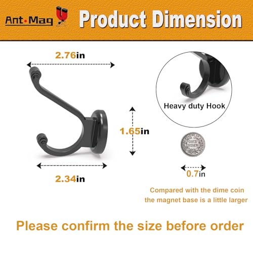 Ant Mag Magnetic Hooks Heavy Duty 140lbs Neodymium Magnet Wall Hooks for Hanging Coats Robes Backpacks Bags Hats Keys Mugs Cups Towels Pack of 4 - Image 2