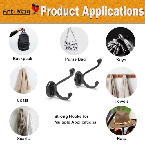 Ant Mag Magnetic Hooks Heavy Duty 140lbs Neodymium Magnet Wall Hooks for Hanging Coats Robes Backpacks Bags Hats Keys Mugs Cups Towels Pack of 4 - Image 5