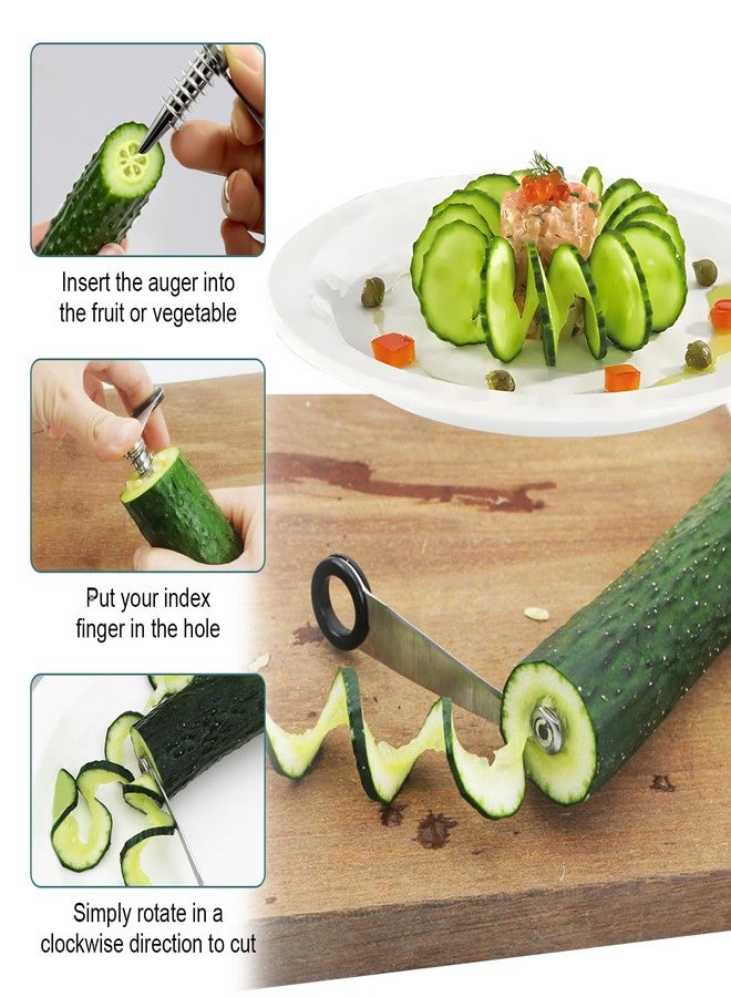 EQUNROY Crinkle Cutter & French Fry Cutter - Stainless Steel Tool Set for Cucumber, Carrot, Potato, Fruits - 2-in-1 Kitchen Tool for Curly Fries & Vegetable Spirals - Image 3