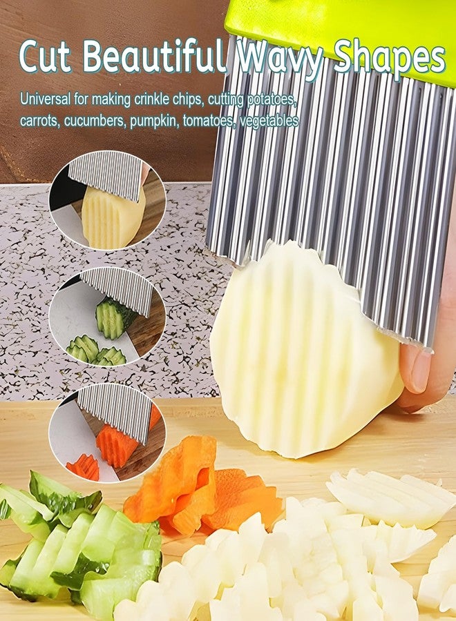 EQUNROY Crinkle Cutter & French Fry Cutter - Stainless Steel Tool Set for Cucumber, Carrot, Potato, Fruits - 2-in-1 Kitchen Tool for Curly Fries & Vegetable Spirals - Image 4