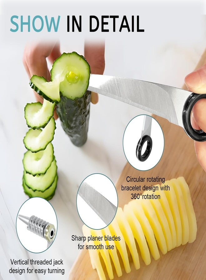 EQUNROY Crinkle Cutter & French Fry Cutter - Stainless Steel Tool Set for Cucumber, Carrot, Potato, Fruits - 2-in-1 Kitchen Tool for Curly Fries & Vegetable Spirals - Image 5