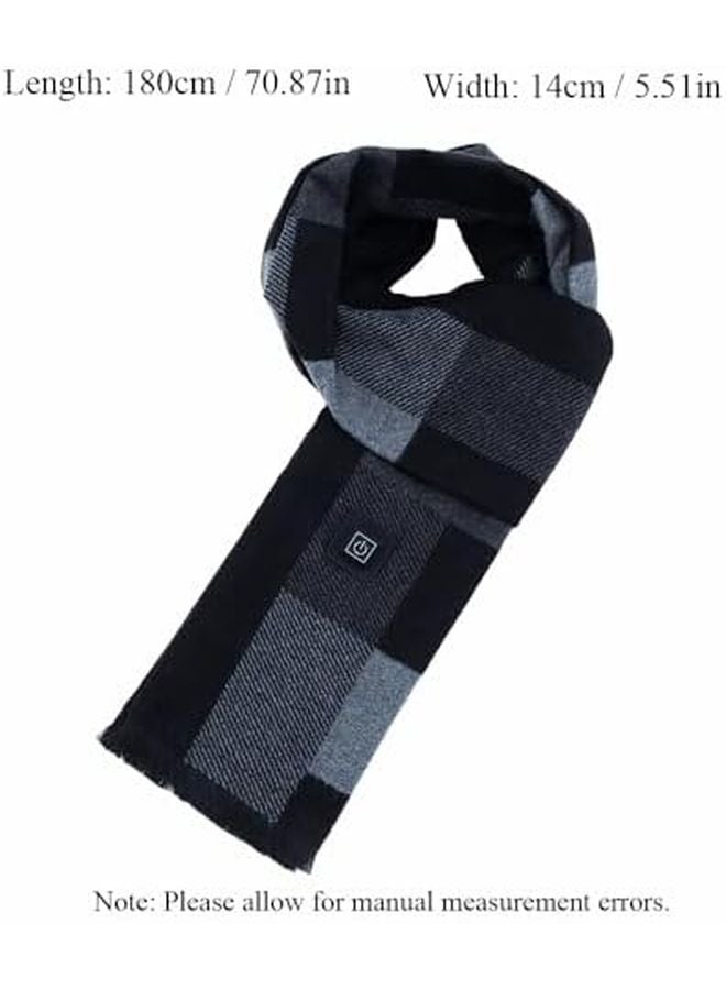 Grey Plaid Heated Scarf for Women and Men Neck Warmer with 3 Temperature Settings - Image 3