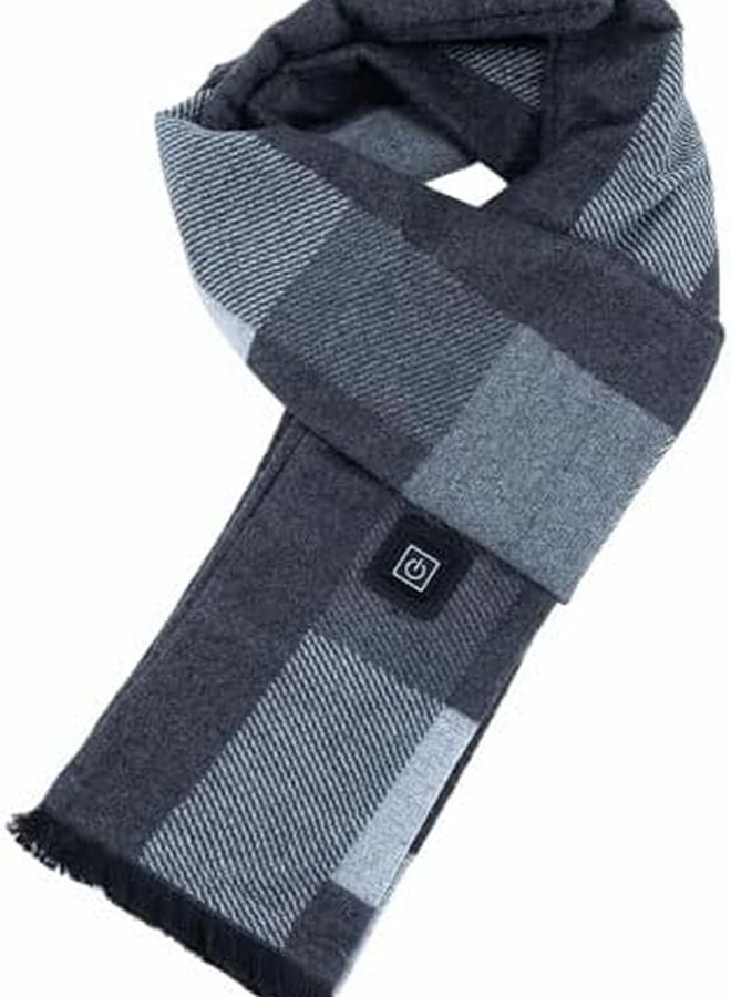 Grey Plaid Heated Scarf for Women and Men Neck Warmer with 3 Temperature Settings - Image 2