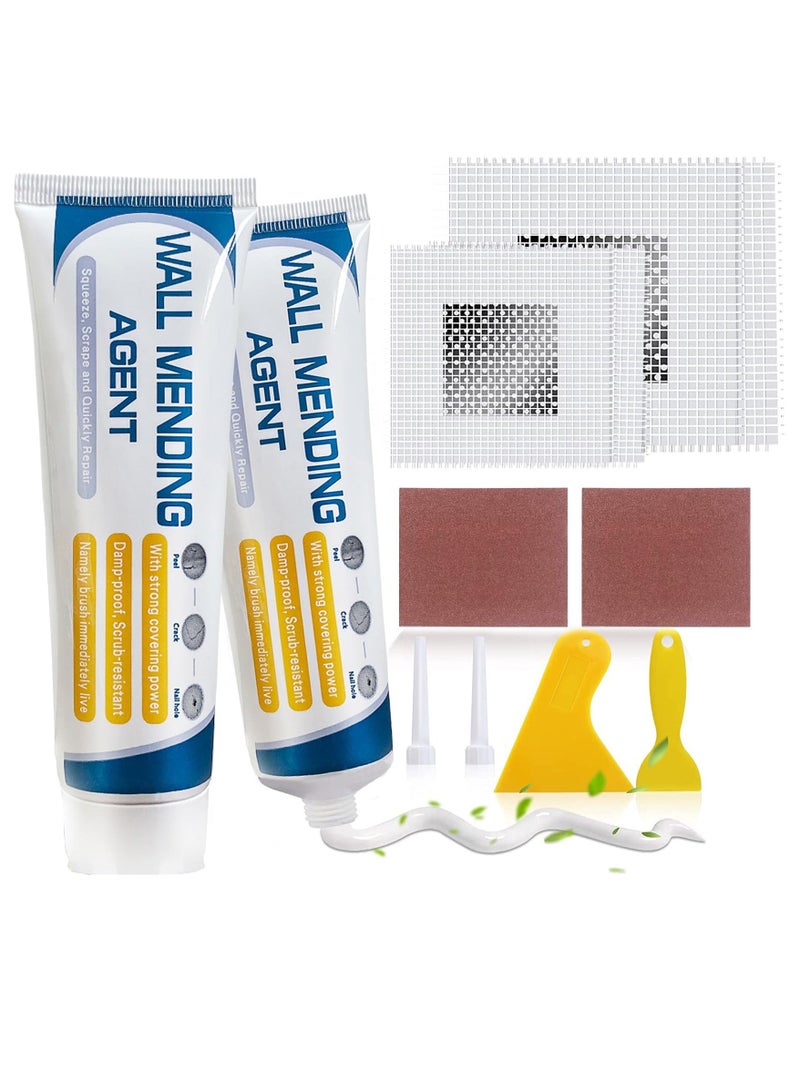 Drywall Repair Kit, 2 Pcs Wall Repair Patch Kit with Scraper, Wall Mending Agent Large Hole Drywall Patch, Easy to Fill Holes in Home Wall and Quick Repair Crack, Plaster Wall Repair  - Image 1