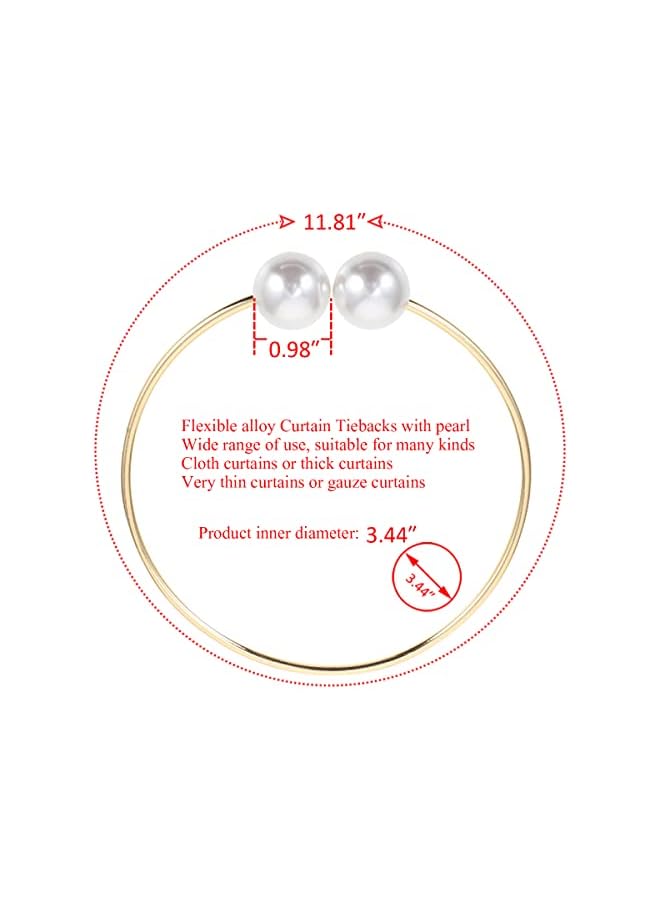 The Bros Curtain Tiebacks Clips, 2 Pack Curtain Holdbacks with Pearl Adjustable Flexible Alloy Tie Backs Curtain Holders Curtain Tieback for Sheer Blackout Window Draperies (Gold) - Image 5