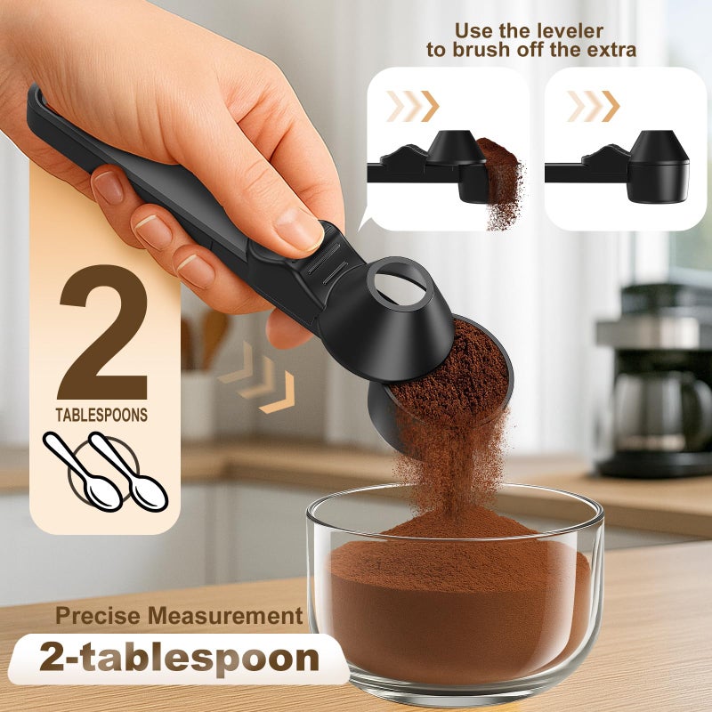 LimanChef Coffee Scoop & Funnel for Reusable K Cup Refillable Coffee Pods,Mess-Free Measuring Spoon 2 TBSP Capacity for Ground Coffee, Protein Powder & Tea, Funnel Design without Spilling(2, Black) - Image 2