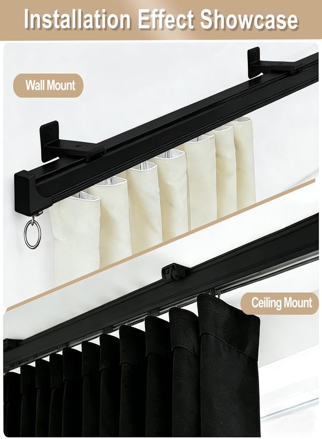 MaKefeile Ceiling Curtain Track, Heavy Duty Curtain Tracks System for Room Divider, Wall Mount Sliding Curtain Rail with Clip and Hooks Set for Living Room, Bedroom, Shower, Outdoor, Black, 6ft-9ft - Image 5