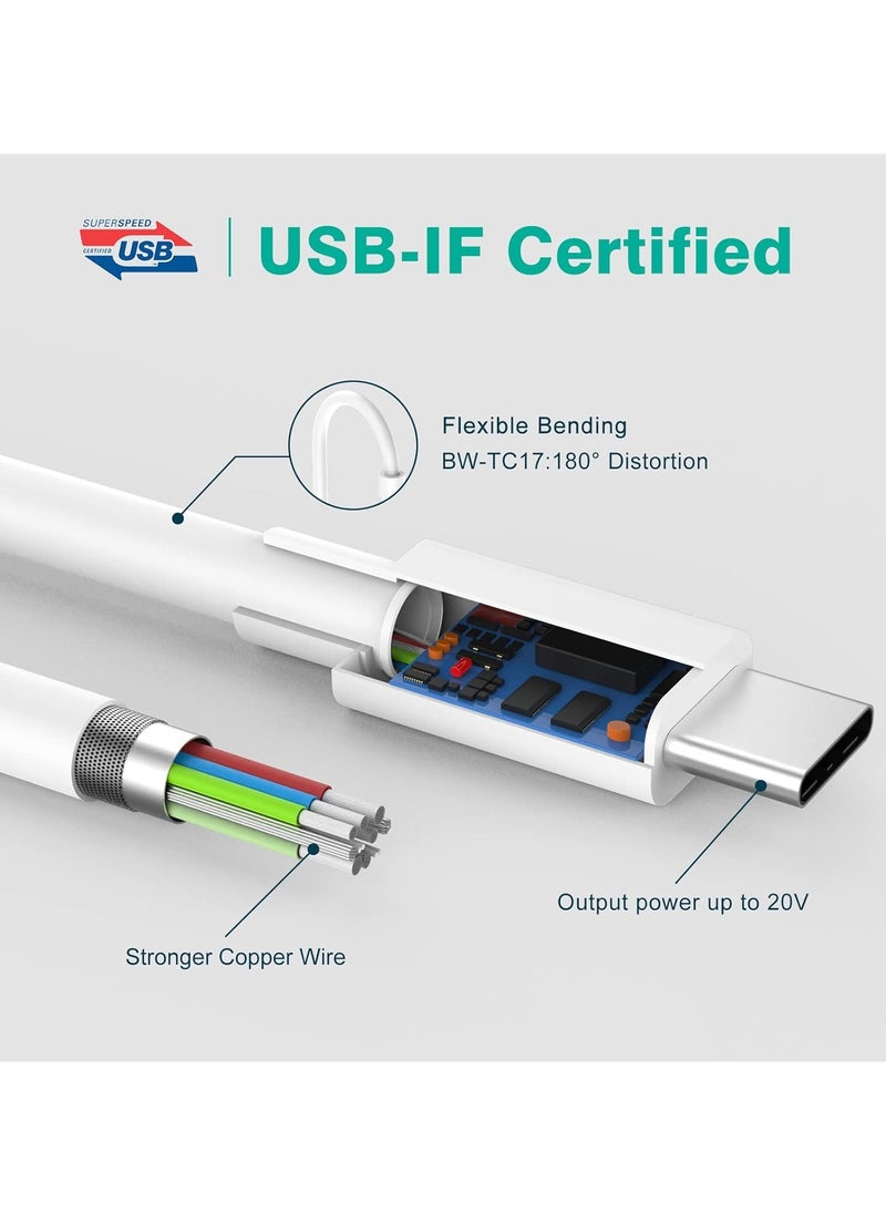 FLOWING USB C Cable 2M, 60W Power Delivery PD Fast charge Cable USB C to USB C for iPhone 16 Pro/16 Pro Max/16/16 Plus, iPad mini 6, MacBook Pro/Air, iPad Pro, Samsung S23+, Huawei P60, etc white  - Image 2