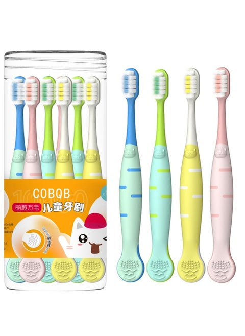 8 Pcs Tongue Scraper Soft Toothbrush，2 in 1 Toungue Scraper Tooth Brush for Kids ，Multiple Cute Colors，Antibacterial Reusable Toothbrush Tongue Cleaner Set for Ages 3-12 Years