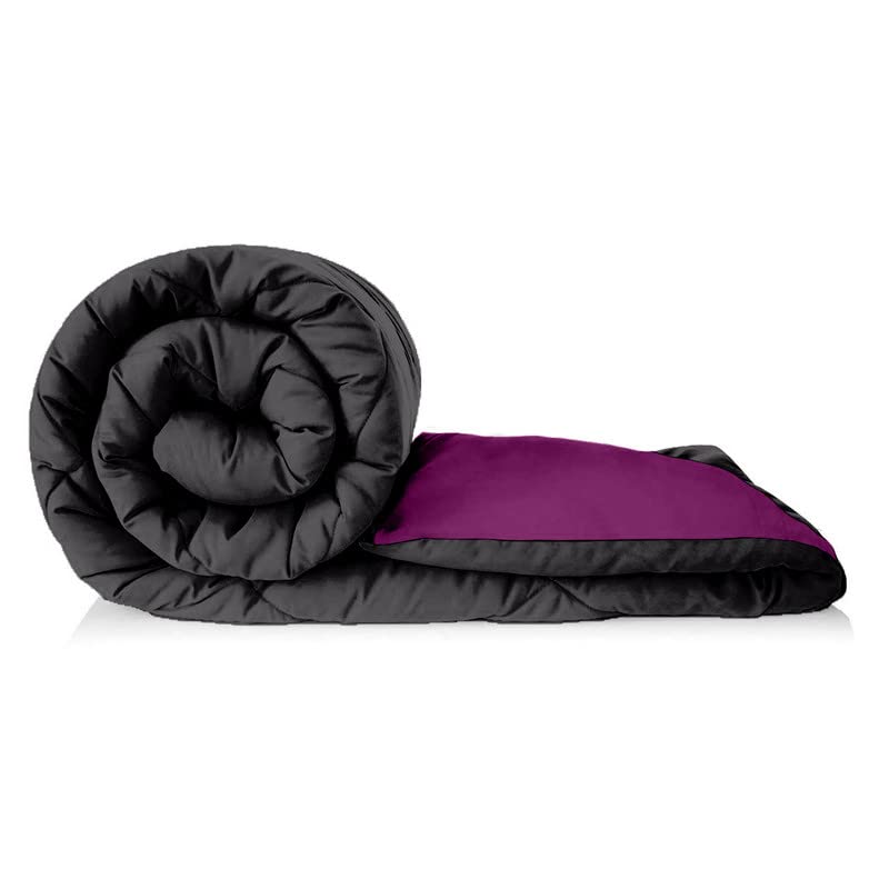 TUNDWAL'S TUNDWALS Microfiber Reversible Solid Extra Comfort Soft ComforterBlanket Double Bed 210 GSM Quilt Purple Grey 1 Piece - Image 4