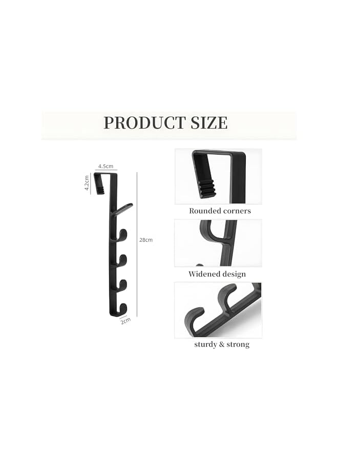 PROMASS promass Over the Door Hooks, 4 Pack 5 Layers Nail Free Hanger Over the Door Towel Rack, Heavy Duty Storage Wall Hooks, Over Door Organizer for Hanging Wreath, Robe, Towel, Purse, Coat, Hat (Black)  - Image 2
