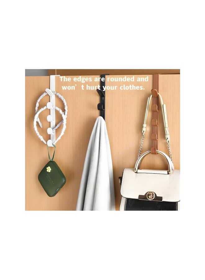 PROMASS promass Over the Door Hooks, 4 Pack 5 Layers Nail Free Hanger Over the Door Towel Rack, Heavy Duty Storage Wall Hooks, Over Door Organizer for Hanging Wreath, Robe, Towel, Purse, Coat, Hat (Black)  - Image 3