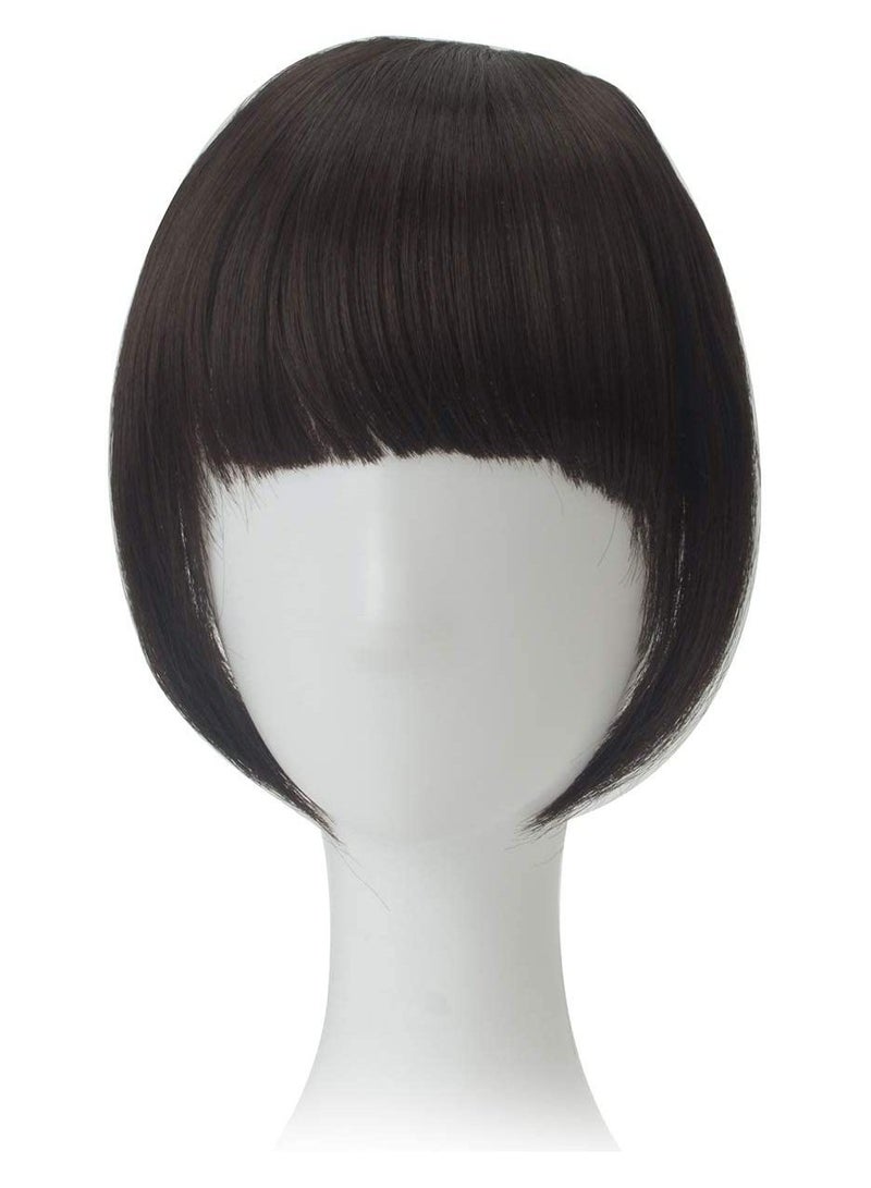 Estelle Clip in Bangs Hair Extensions Thick Full Neat Bangs Fringe Hair Extension One Piece Clip on Front Bangs Hairpiece Color Dark Brown - Image 3