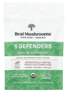 Real Mushrooms 5 Defenders Organic Mushroom Extract Powder 1.59 oz (45 g) 