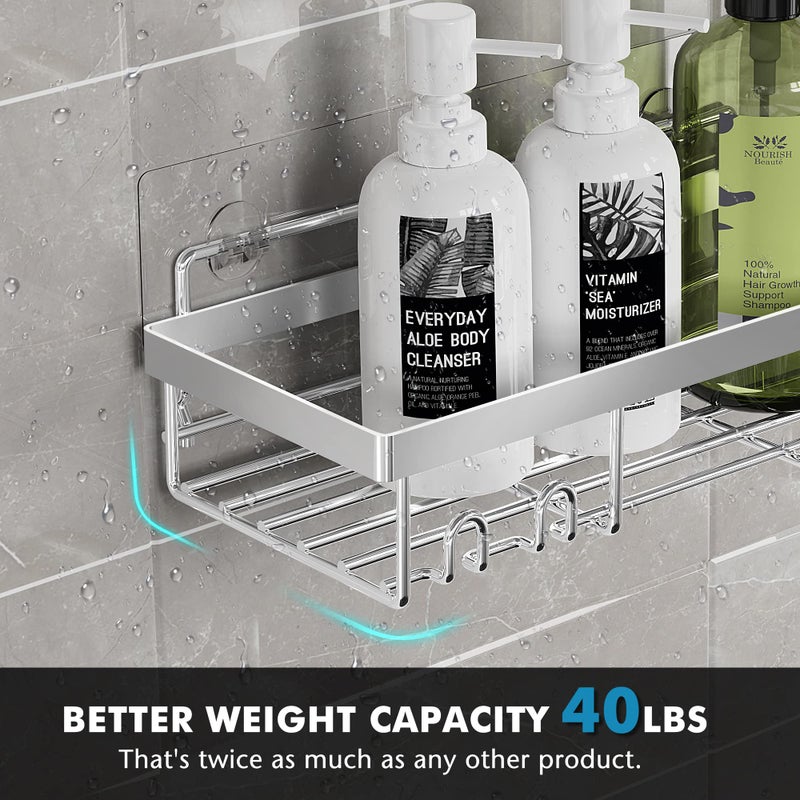 Moforoco Shower Caddy Shelf Organizer Rack Self Resform Black Bathroom Sgenn - Image 3