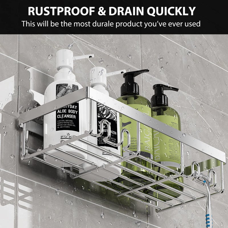 Moforoco Shower Caddy Shelf Organizer Rack Self Resform Black Bathroom Sgenn - Image 4