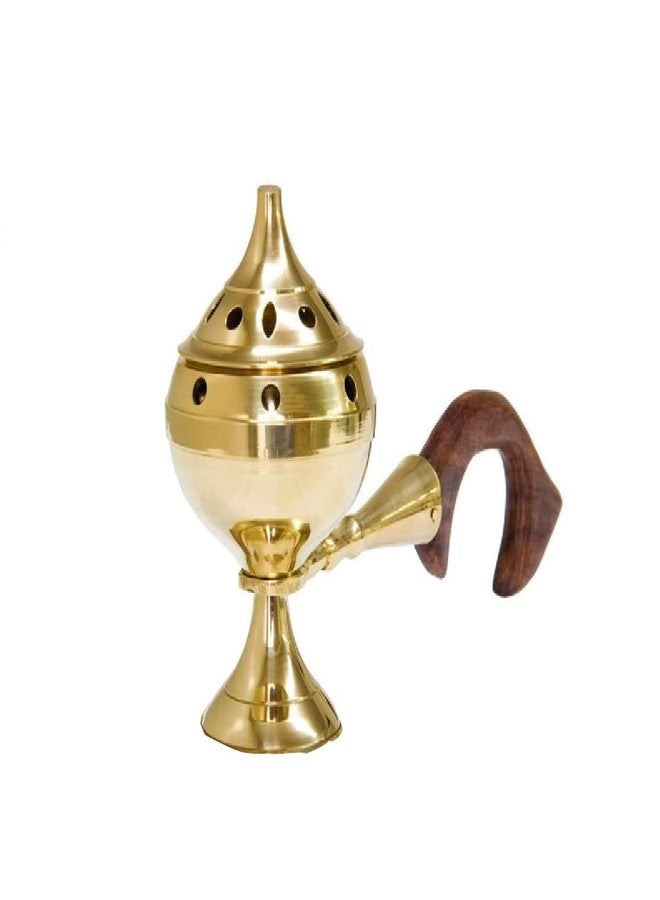 CircuitOffice Incense Burner for Purifying, Cleansing, Healing, Metaphysical, Meditation and Wicca (5" Brass Censer Burner with Handle) - Image 1