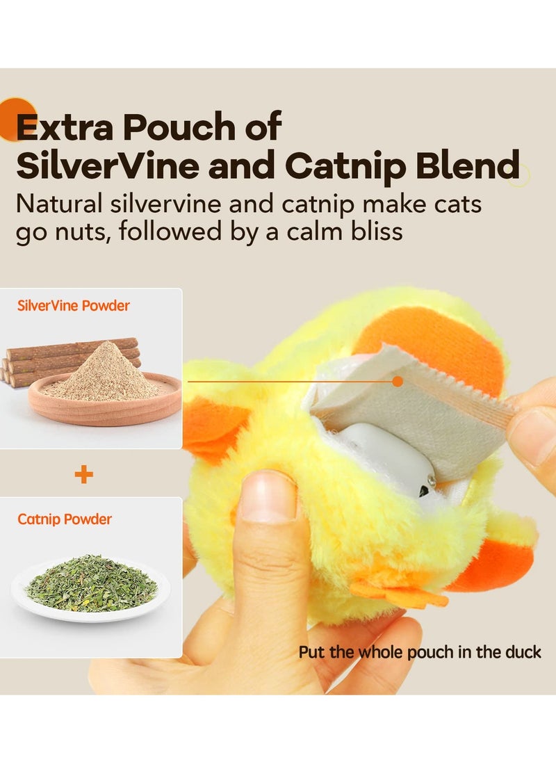 Rechargeable Plush Duckling Cat Kick Toy - Touch-Activated Interactive Plush Toy for Cats, Engaging Action for Playful Felines.