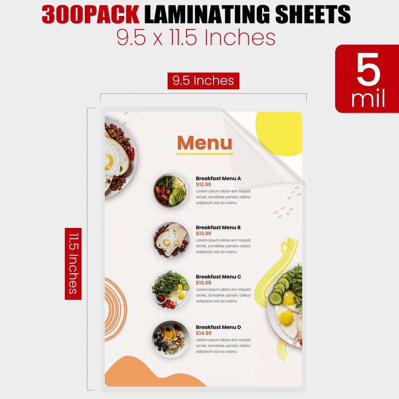 CAREGY Thermal Laminating Pouches,350 Pack Laminating Sheets, 5 Mil, 9 x 11.5 Inches Lamination Sheet Paper for Laminator, Round Corner Letter Size, Office and School Supplies - Image 2