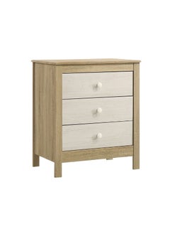 DANUBE HOME Kelly 3 Drawers Young Dresser Durable Vanity Table Without Mirror Young Dresser With Storage Modern Design Bedroom Furniture L70Xw44.5Xh81.2Cm-White Ash+Sonoma Oak  - Image 1