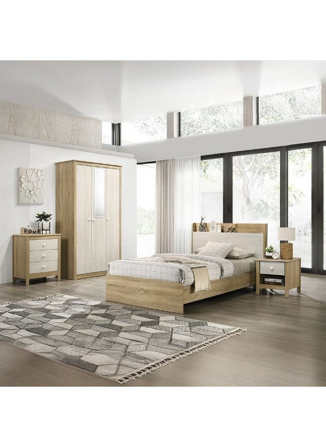 DANUBE HOME Kelly 3 Drawers Young Dresser Durable Vanity Table Without Mirror Young Dresser With Storage Modern Design Bedroom Furniture L70Xw44.5Xh81.2Cm-White Ash+Sonoma Oak  - Image 3