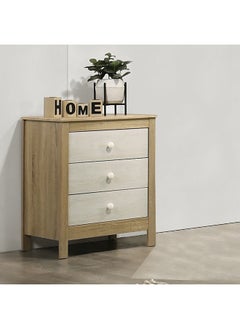 DANUBE HOME Kelly 3 Drawers Young Dresser Durable Vanity Table Without Mirror Young Dresser With Storage Modern Design Bedroom Furniture L70Xw44.5Xh81.2Cm-White Ash+Sonoma Oak  - Image 2