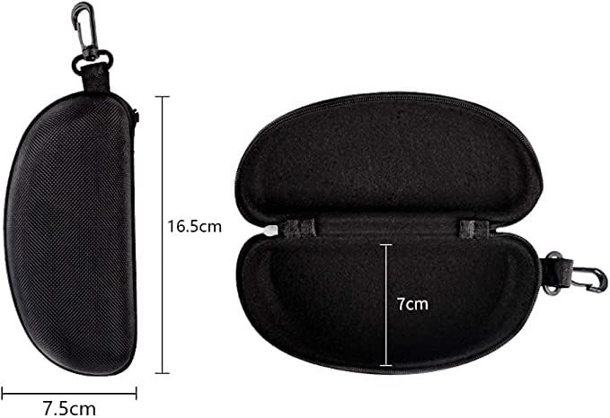 alladaga 3 Pack Zipper Shell Eyeglasses and Sunglasses Case with Plastic Carabiner Hook (Black) - Image 3