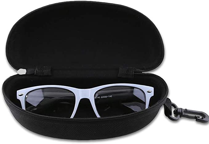 alladaga 3 Pack Zipper Shell Eyeglasses and Sunglasses Case with Plastic Carabiner Hook (Black) - Image 2