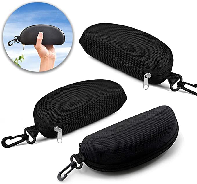 alladaga 3 Pack Zipper Shell Eyeglasses and Sunglasses Case with Plastic Carabiner Hook (Black) - Image 4