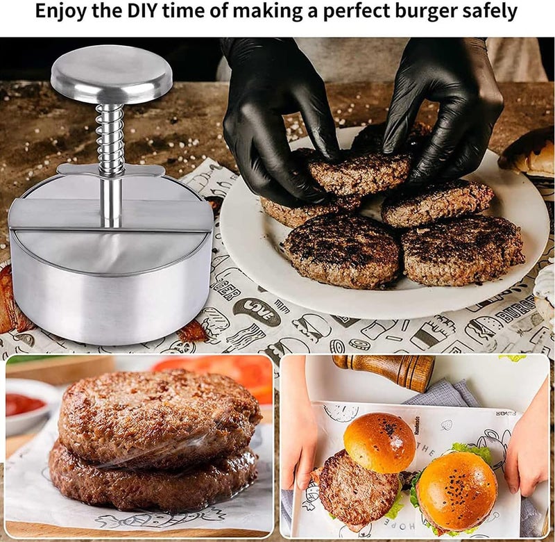 Stainless Steel Adjustable Hamburger Press Patty Maker Non Stick Patty Making Molds Easy Release Hamburger Patty Press for Beef Vegetables Burgers BBQ - Image 3