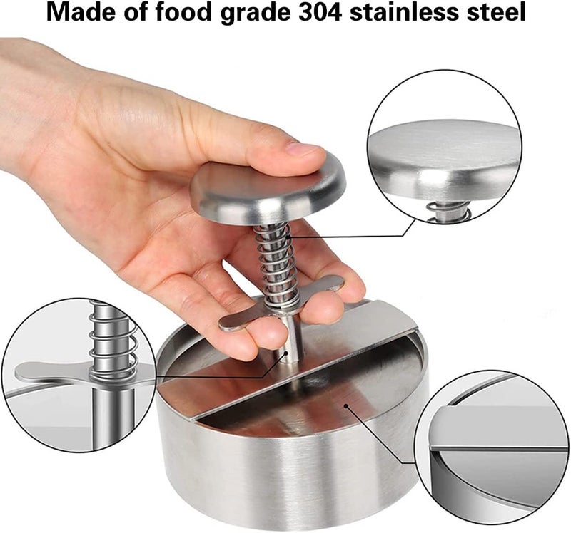 Stainless Steel Adjustable Hamburger Press Patty Maker Non Stick Patty Making Molds Easy Release Hamburger Patty Press for Beef Vegetables Burgers BBQ - Image 5
