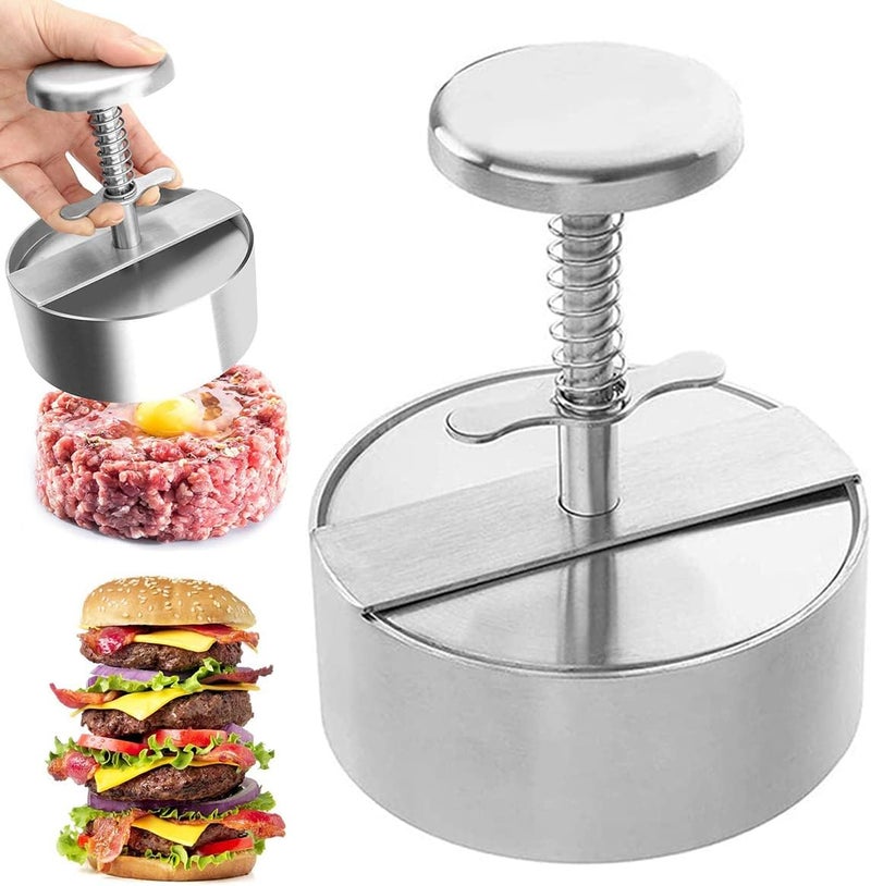 Stainless Steel Adjustable Hamburger Press Patty Maker Non Stick Patty Making Molds Easy Release Hamburger Patty Press for Beef Vegetables Burgers BBQ - Image 1