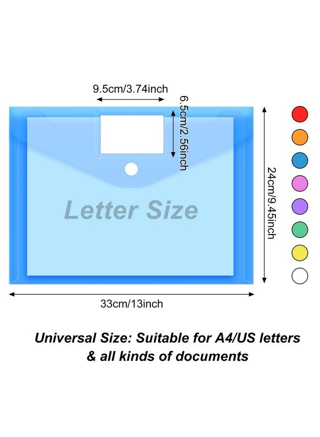 EOOUT 45 Pack Plastic Envelopes Poly Envelopes Clear Document File Folders With Hook & Loop Closure A4 Size With Label Pocket For School Home Work Office Organization 8 Colors  - Image 3