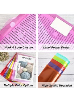 EOOUT 45 Pack Plastic Envelopes Poly Envelopes Clear Document File Folders With Hook & Loop Closure A4 Size With Label Pocket For School Home Work Office Organization 8 Colors  - Image 5