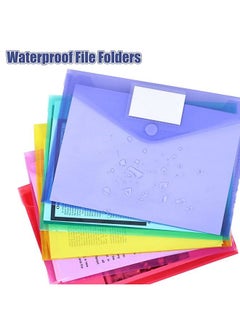 EOOUT 45 Pack Plastic Envelopes Poly Envelopes Clear Document File Folders With Hook & Loop Closure A4 Size With Label Pocket For School Home Work Office Organization 8 Colors  - Image 4