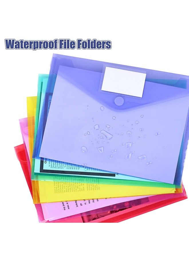 EOOUT 45 Pack Plastic Envelopes Poly Envelopes Clear Document File Folders With Hook & Loop Closure A4 Size With Label Pocket For School Home Work Office Organization 8 Colors  - Image 4