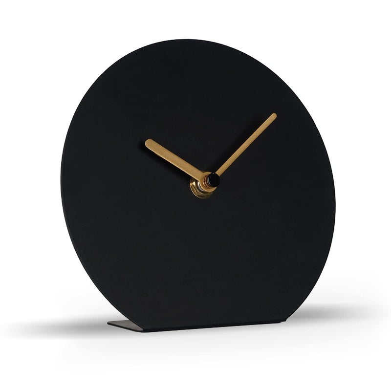 SOFFEE DESIGN ساعة طاولة واحدة بتصميم SOFFEE 6 بدون مقياس أسلوب حديث بسيط ديكور حديدي ساعة مكتبية صامتة كوارتز زينة إبداعية تعمل بالبطارية بدون دقات للمنزل والمكتب باللون الأسود