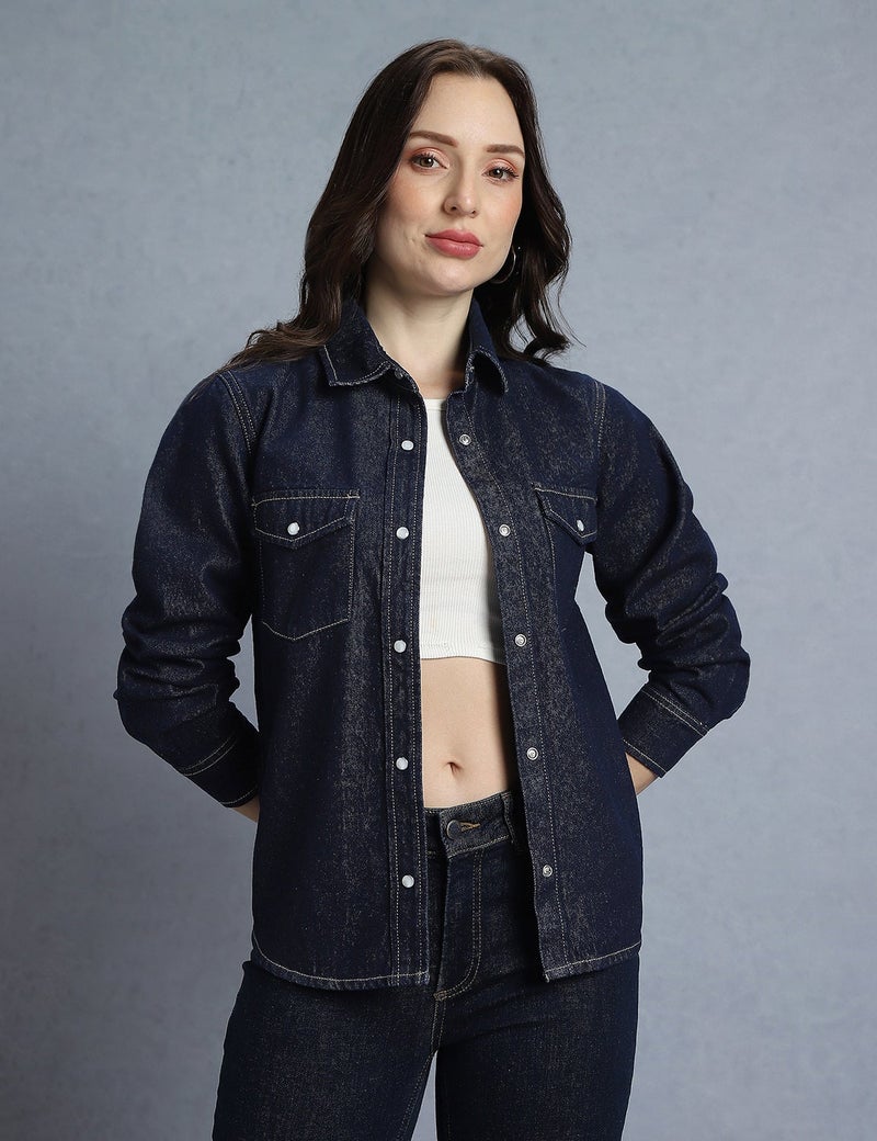 inkd Women's 100% Cotton Jacket - Dual Flap Pocket | Jackets for Women | Full Sleeve with Buttoned Cuffs - Image 1