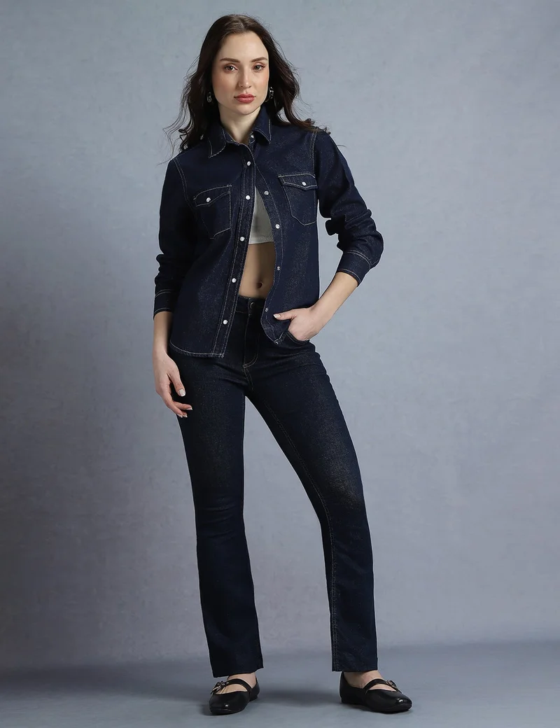 inkd WOMEN'S DENIM SHIRT|RETRO BLUE|Women Apparel – Everyday Comfort Wear