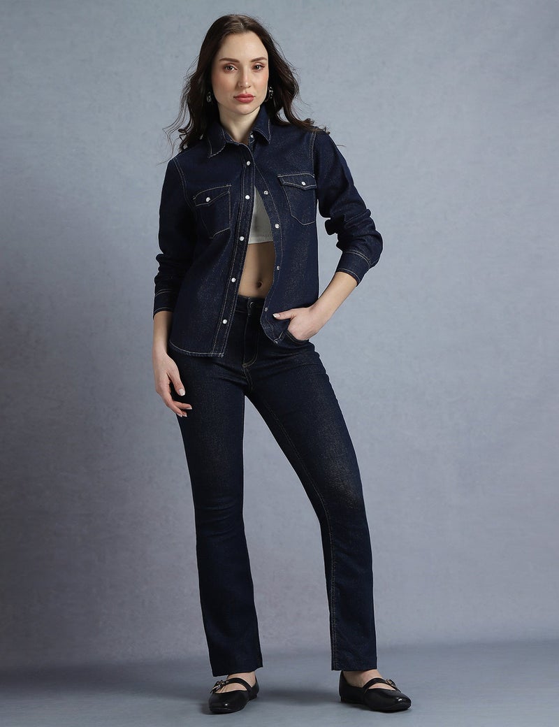 inkd Women's 100% Cotton Jacket - Dual Flap Pocket | Jackets for Women | Full Sleeve with Buttoned Cuffs - Image 2