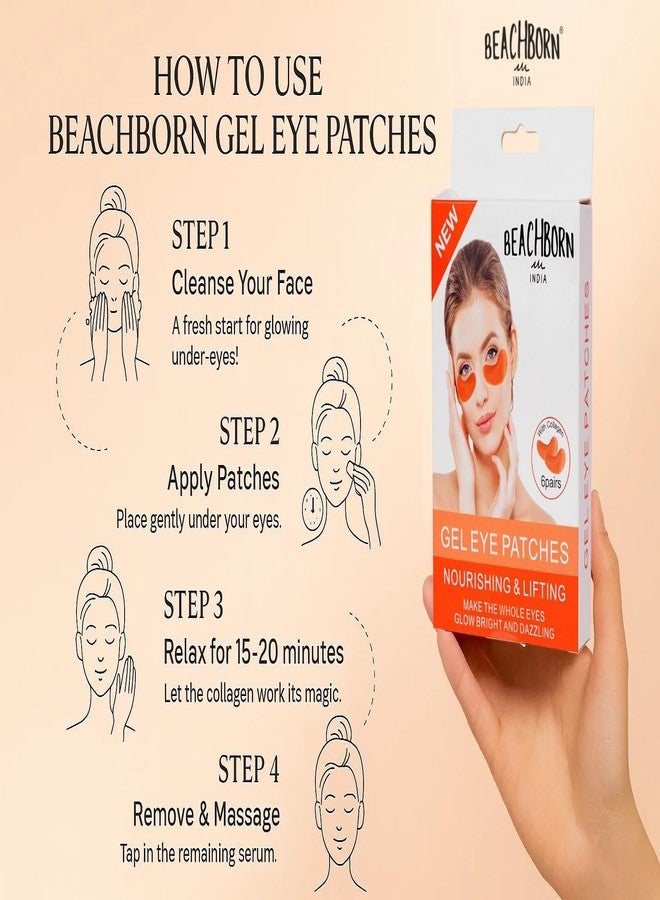 BEACHBORN INDIA Gel Eye Patches 6 Paires With Collagien Brightening & nourishing Hydrating & Refresh for Puffy Eyes, Under Eye Bags & Dark Circles, Natural Collagen Eye Gels Pads, Crystal Anti-Aging Eye Mask - Image 5