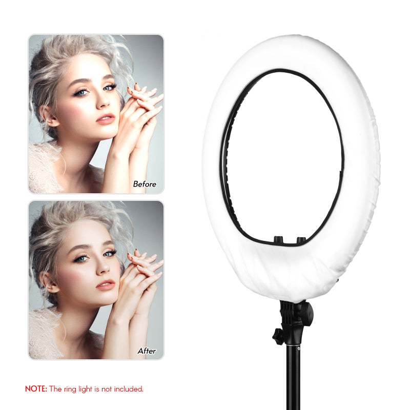 Ring Light Diffuser: 18Inch White High-Quality Nylon - Elastic Edge Design Ring Light Diffusion Cloth for Live Stream, Makeup, Product Photography, Video Shooting - Image 2