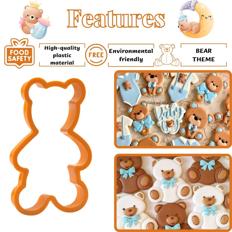 KAISHANE Teddy Bear Cookie Cutter Set - 4 Pieces Teddy Bears Plastic Biscuit Cutter for Kitchen Baking - Image 2
