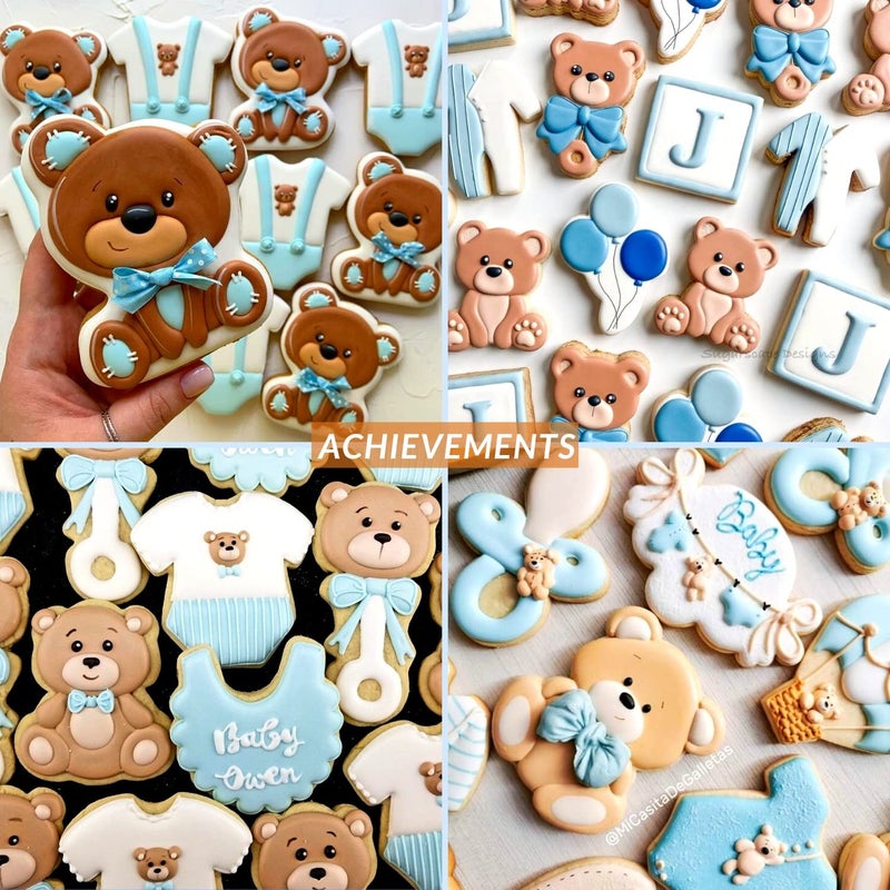 KAISHANE Teddy Bear Cookie Cutter Set - 4 Pieces Teddy Bears Plastic Biscuit Cutter for Kitchen Baking - Image 5