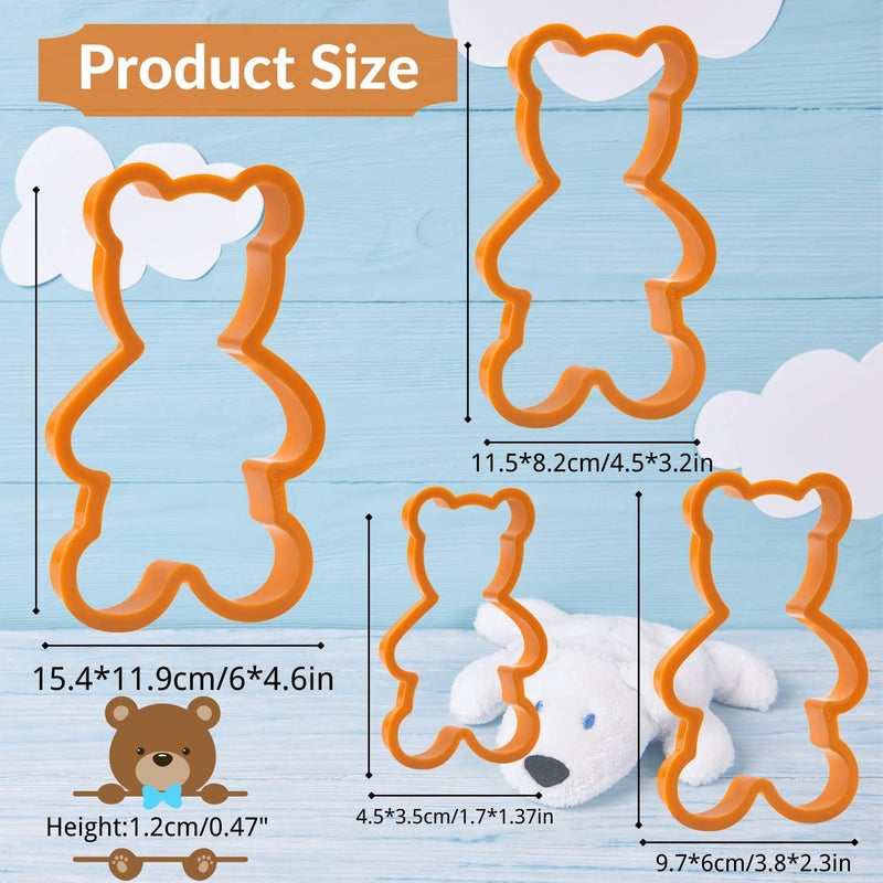 KAISHANE Teddy Bear Cookie Cutter Set - 4 Pieces Teddy Bears Plastic Biscuit Cutter for Kitchen Baking - Image 3