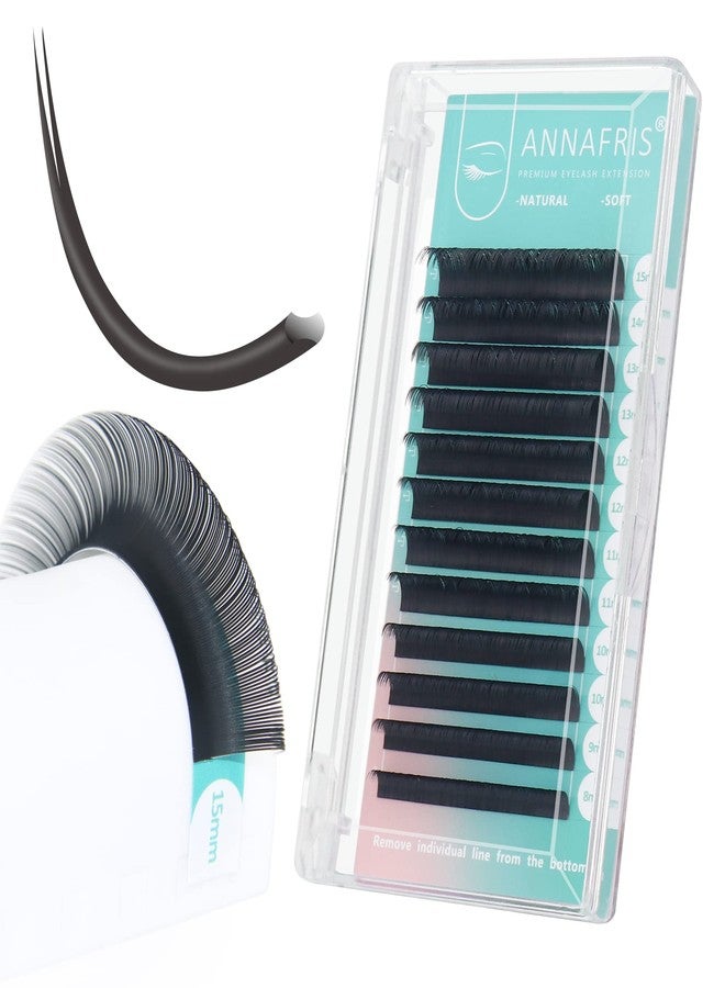 ANNAFRIS Ellipse Flat Eyelashes Extension 0.20 C Curl 11mm Natural Soft Matte Black Faux Mink Individual False Lashes Split Tips Light Eye Lashes Extension Supplies (0.20 C, 11mm) - Image 1