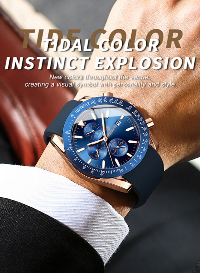 بينبوند ساعة رجالية كوارتز جلد فاخر مقاوم للماء ساعة كرونوغراف - Image 5